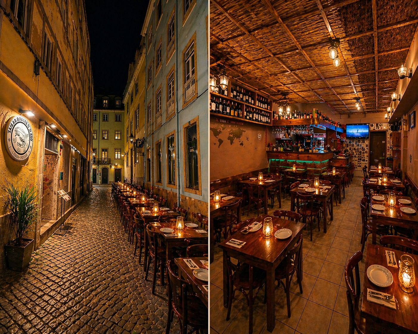 Indoor and outdoor dining at Tapa do Bairro Alto